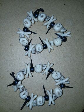 Two Skull and Bones Pirate Stretch Bracelets
